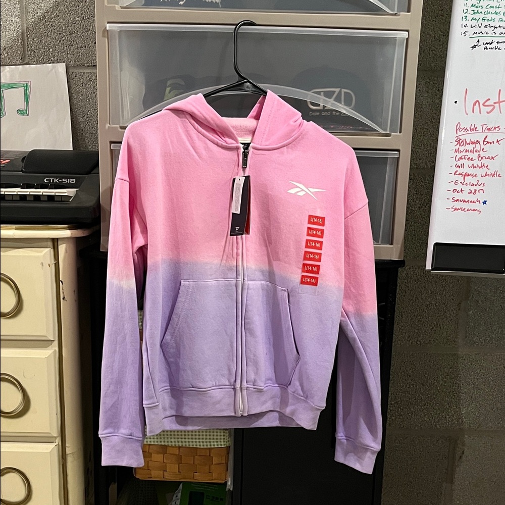 Reebok Pink and Purple Gradient Hoodie